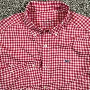 Vineyard Vines Men's Medium Performance Classic Whale Button Shirt Red Plaid